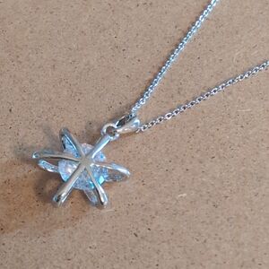 Elegant Cubic Zirconia Silver Tone Pendant Necklace